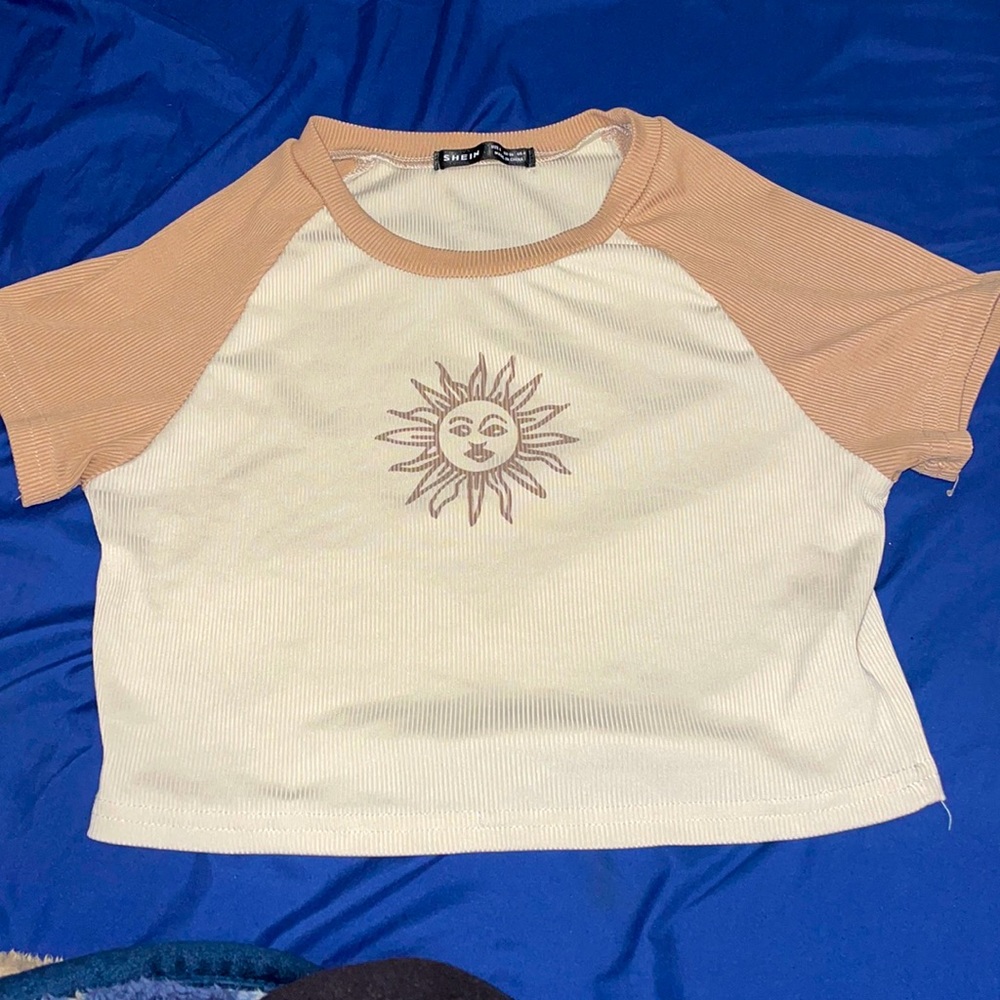 Cute brown and white baseball top